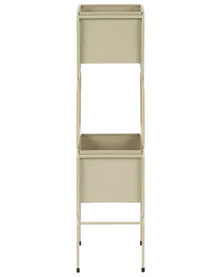 Obrázok produktu pre BELIANI Stojanový kvetináč béžový kov železo 20 x 20 x 75 cm 2-poschodový moderný industriálny štýl interiér exteriér