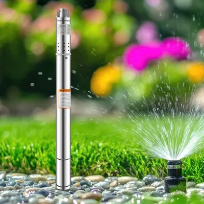 Produktbild von Tiefbrunnen-Tauchpumpe, langlebiger Edelstahl, effiziente Wasserheber, Silber