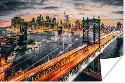 Produktbild von MuchoWow® Poster New York - Sonnenuntergang - Orange 180x120 cm - Fotoplakat