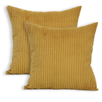 Produktbild von Lumali - Dekokissen aus Cord 40x40 cm, 2er Set Kissenhülle, dekorative Cord-Kissenbezüge, senffarbener Kissenbezug, Kissenbezug in terracotta Farbe