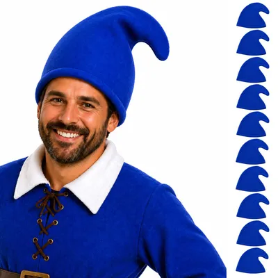 Produktbild von 10 Zwergenmützen zum Kostüm Zwerg oder Wichtel | Farbwahl - Fasching Mottoparty Farbe: Blau