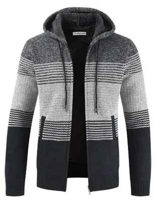 Imagen del producto de Elzusha - Sudadera con capucha para hombre, con forro de polar grueso, ideal para los meses fríos
