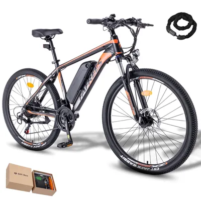 Produktbild von E-Bike Rostfreie Aluminiumlegierung Pannensichere Reifen 26 Zoll bis zu 80 - 100 km Mountainbike 21 Gang Wasserdicht IP54 Pedelec, Orange