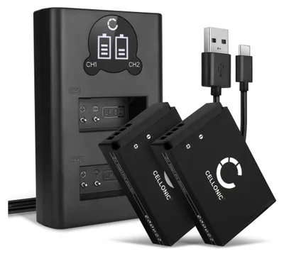 Produktbild von CELLONIC 2x Akku für Kamera Kompatibel mit Canon EOS M50, PowerShot SX70 HS, EOS 100D, LP-E12 - (820mAh, 7.4V) + Dual Ladegerät