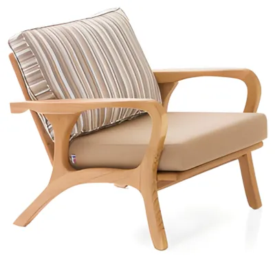 Produktbild von Beiger Stoff- und Holzsessel im modernen Design