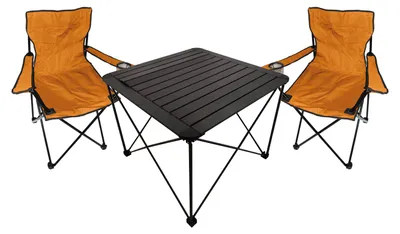 Image de set de meubles de camping 3 pièces Table de camping Chaise de camping L70xl70xH56cm