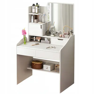 Obrázek produktu pro Kosmetický stolek se zrcadlem pro make-up bílý velký skandinávský styl