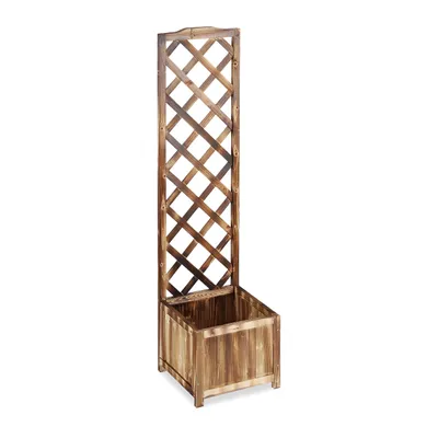 Immagine prodotto di Vaso per rampicanti Relaxdays con graticcio, resistente alle intemperie, in legno, per balcone, giardino, rose, vaso da 25 L, supporto per rampicanti da 147 cm, verniciato