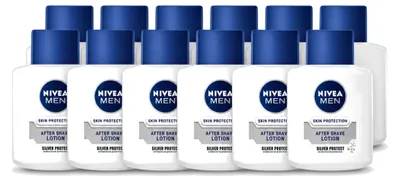 Immagine prodotto di 12 flaconi di lozione dopobarba Nivea Men Silver Protect, 100 ml ciascuno - confezione  - 12 pezzi
