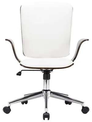 Imagen del producto de vidaXL Silla de oficina giratoria, blanca, de cuero sintético y haya