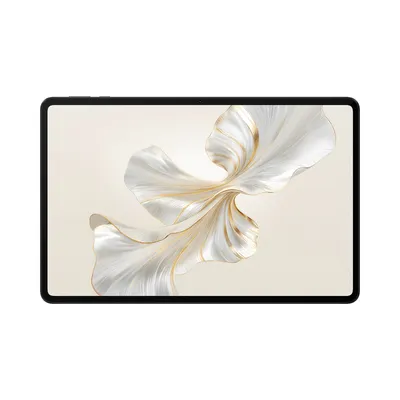 A tablet displaying a decorative wallpaper.