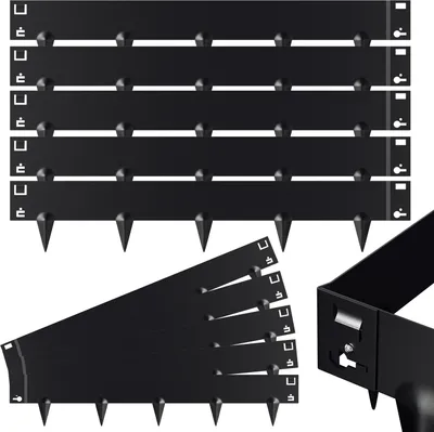 Produktbild von Clanmacy Rasenkante Schnecken Abwehr Verzinkt Blumenzaun Trennrand Gartenumrandung Stahl 100x18cm 10m Schwarz