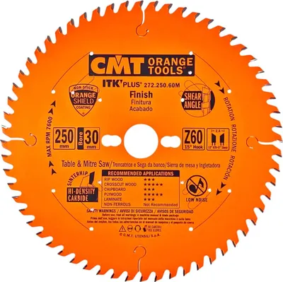 Image de CMT | Lame de scie ultra fine pour coupes transversales - ø250/30 mm Z60 WZ/ATB