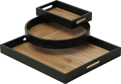 Produktbild von Tablett Tönning 3-er Set Schwarz MDF