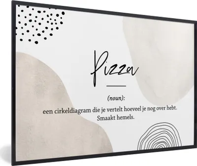 Produktbild von MuchoWow® Gerahmtes Poster Pizza - Wörterbuch - Sprichwörter - Zitate - Pizza definition 60x40 cm - Poster mit Schwarzem Bilderrahmen Wandposter Rahmen Foto Bilder - Printing - Wanddeko Schlafzimmer