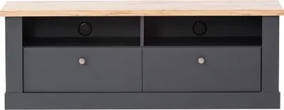 Produktbild von Wohnzimmer TV-Lowboard in anthrazit mit Wotan Eiche Nb. CESENA-61, B/H/T ca. 135/51/45 cm
