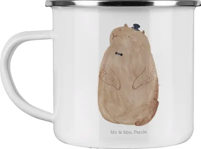 Produktbild von Mr. & Mrs. Panda Teetasse Murmeltier - Weiß - Geschenk, Anstand, Campingtasse, Fröhlichkeit, Respekt, Pott, Knigge, Haferl, Lustige Sprüche, Teebecher, emaillebecher