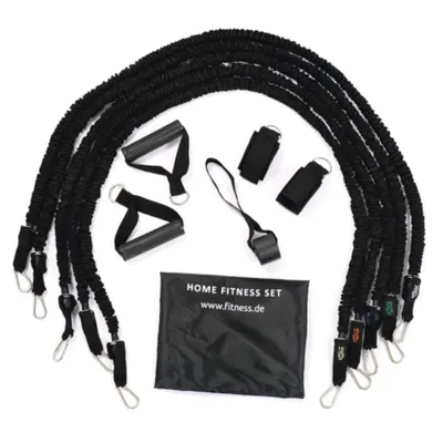 Produktbild von Set aus 5 Widerstandsbändern mit Schutz-Nylonhülle XL – 11-teiliges Fitnessband-Set