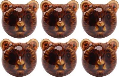Obrázek produktu pro 6PCS Bear Door Knob Orange Zinc Alloy Ceramic Decorative Bear Head Drawer Handle pro ložnici