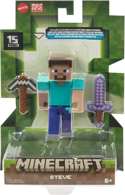 Produktbild von Mattel Minecraft Actionfigur Steve 8 cm – Bewegliche Punkte, Pixel-Stil, Zubehör, Perfekt zum Sammeln und Spielen, Geschenk für Kinder ab 6 Jahren