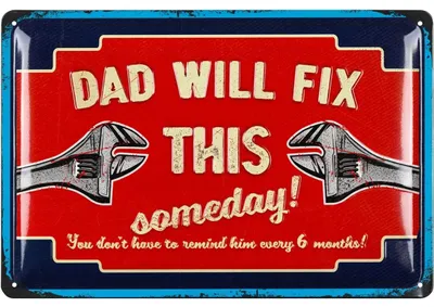 Produktbild von LANOLU Retro Blechschild Dads Garage, Papas Service Schild für Papas Werkstatt als Vatertagsgeschenk für Papa 20x30cm
