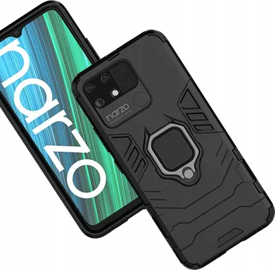 Produktbild von Ring Armor Case Cover + Halterung für Realme Narzo 50A Schwarz