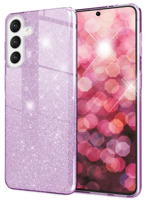 Produktbild von NALIA Hybrid Glitzerhülle für Samsung Galaxy S24 Hülle, Glänzende Glamour Glitzer Schutzhülle mit verstärktem Silikon Lila
