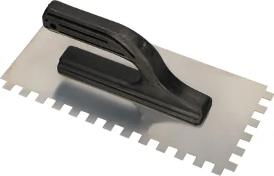 Produktbild von KOTARBAU® Edelstahl Glättkelle 270 x 128 mm mit Zahnung 10x10 mm Zahnkelle zum Verlegen von Fliesen Glättscheibe Traufel Edelstahlkelle mit Kunststoffgriff unentbehrlich beim Fliesen