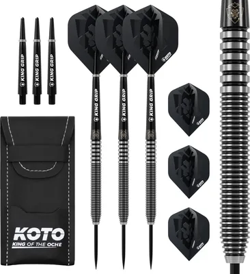 Produktbild von KOTO - Zoom Black Electro 90% Darts 21 G, Schwarz, Dart-Set inkl. 3 Barrels,Flights + Shafts & Dartwallet, Fester Ringgrip