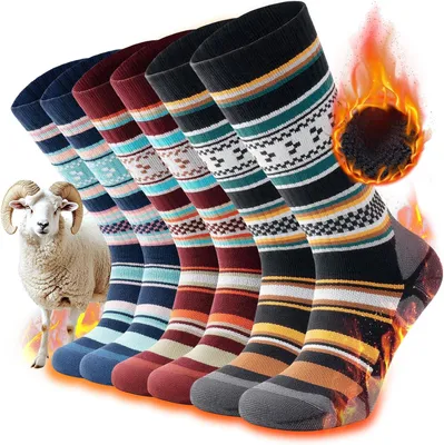 Imagen del producto de Calcetines de lana para mujer y hombre, paquete de 3 pares, tallas 35-50, ideales para invierno y actividades al aire libre