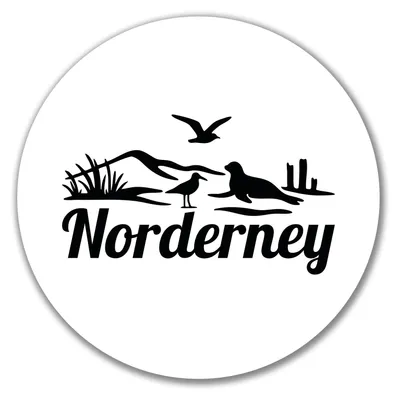 Produktbild von Huuraa Aufkleber Norderney Strandmotiv 10cm rund Sticker Geschenkidee