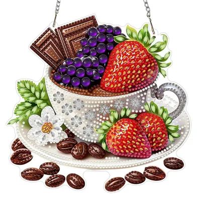 Immagine prodotto di Collana con ciondolo a forma di fragole e caffè, kit per creare decorazioni da appendere, ideale per adulti