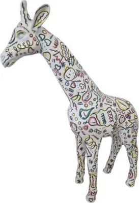 Produktbild von Casa Padrino Luxus Deko Skulptur Giraffe Weiß / Mehrfarbig H. 115 cm - Große Deko Figur - XXL Deko Skulptur - XXL Deko Figur - XXL Tierfigur - Wohnzimmer Deko - Garten Deko - Deko XXL Figuren