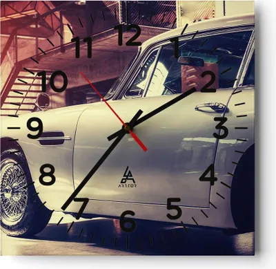 Produktbild von Wanduhr - Quadrat - Glasuhr - Autogarage - 30x30cm - Schleichendes Uhrwerk - Lautlos - zum Aufhängen bereit - Dekoration Modern - Wanddekoration aus Glas - C4AC30x30-3888