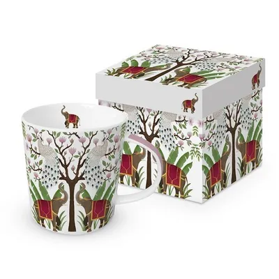 Produktbild von PPD Elephants & Peacocks Trend Mug, in Geschenkbox, Henkelbecher, Kaffeebecher, Becher, Tasse, New Bone China, 400 ml, 160302566