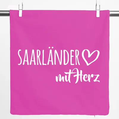 Produktbild von Huuraa Kissenbezug Saarländer mit Herz 40x40cm Fuchsia Baumwolle Dekokissenbezug Geschenkidee