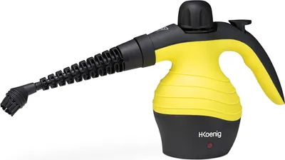 Produktbild von H.Koenig 80191 Handdampfreiniger NV60 / 3,5 bar / verschiedene Aufsätze / 350 ml Wassertank / 1000W / gelb