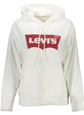 Produktbild von Stylischer Damen Kapuzenpullover in Weiß mit Logo und Kängurutasche