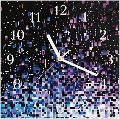 Produktbild von Wanduhr aus Glas mit Motiv Pixelmuster- 30 x 30 cm - inkl. Aufhängesystem