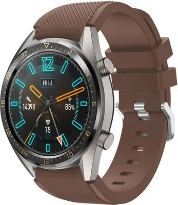 Produktbild von Uhren Armband für Samsung Galaxy Watch 3 45mm 46mm / für Huawei Watch GT GT2 Watch 2 Classic Pro / 22mm Stegbreite weiches Silikon Sport BRAUN