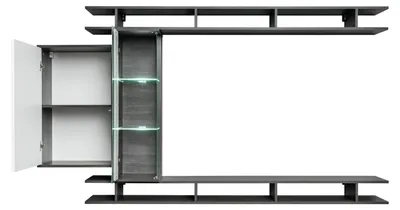 Produktbild von Modern Wohnwand Grau Designer Wohnzimmer Möbel Holz Wandschrank