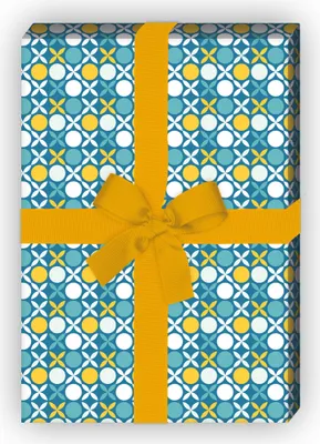 Produktbild von Schickes Retro Geschenkpapier, Dekorpapier mit Vintage Punkte Muster, blau - G8609, 32 x 48cm
