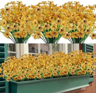 Imagen del producto de Juego de flores artificiales coloridas Unyqoos® – 16 ramos (5 ramas por ramo), sin necesidad de mantenimiento y resistentes a los rayos UV, colores vibrantes, 23 x 33 cm, para decoración interior y exterior