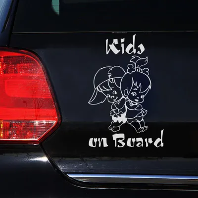 Productafbeelding van Waarschuwing: Kinderen aan boord. Auto sticker, raamdecoratie, vinyl, decoratief, wit