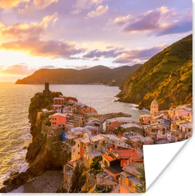 Produktbild von MuchoWow® Poster Sonnenuntergang in Cinque Terre 100x100 cm - Babyzimmer