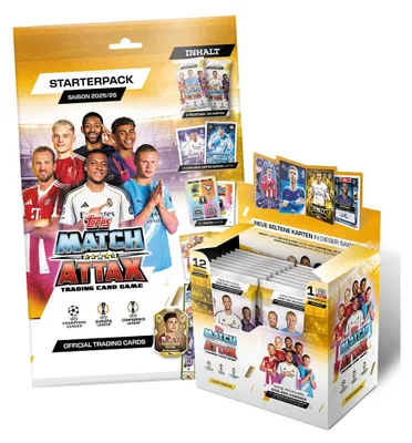 Zdjęcie produktu dla Topps – Match Attax Liga Mistrzów 2025/26 – Karty kolekcjonerskie – 1 zestaw startowy + 1 ekspozytor (32 paczki)