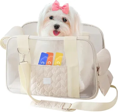 Image de Sac de transport pour chien, 5 kg, respirant, avec harnais de sécurité et poches, idéal pour les voyages
