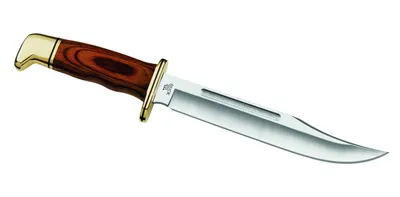 Produktbild von Buck Messer General, Stahl 420HC, Pakkaholz Griff, Messingbeschläge, braune Lederscheide