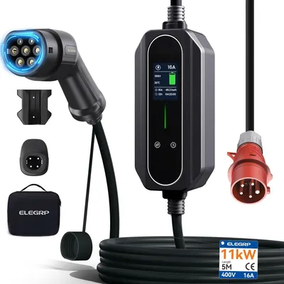 Produktbild von Mobile Wallbox mit 11 kW, Typ 2 Ladekabel, einstellbarer Stromstärke und Schutzart IP67 (wasserdicht)