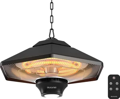 Produktbild von Auronic Terrassenheizstrahler - Infrarotheizung - Hängend - 15m² - Elektrischer Heizstrahler - 2000W - Fernbedienung - 3 Heizstufen - Schwarz